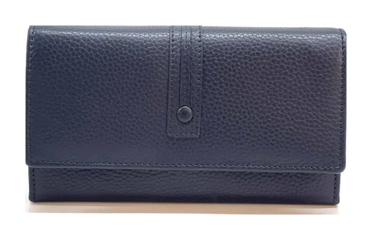 HE344 Navy Long Flap Wallet