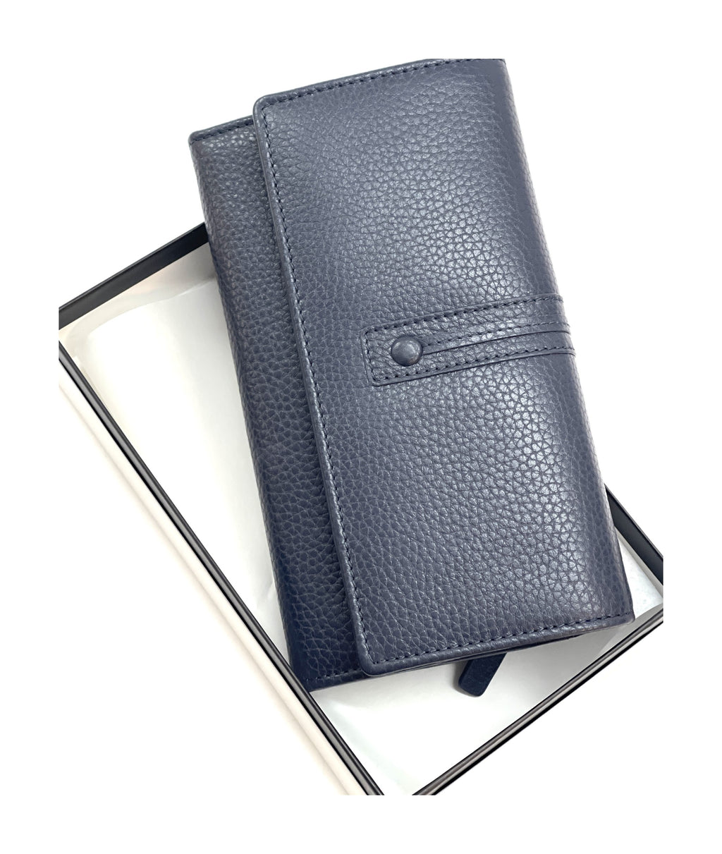 HE344 Navy Long Flap Wallet