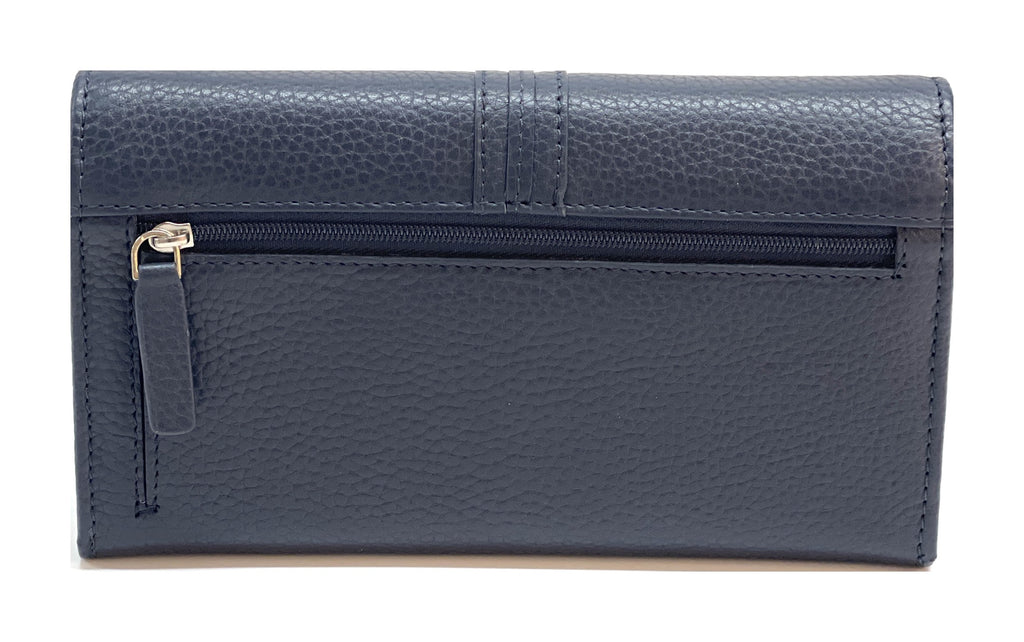 HE344 Navy Long Flap Wallet