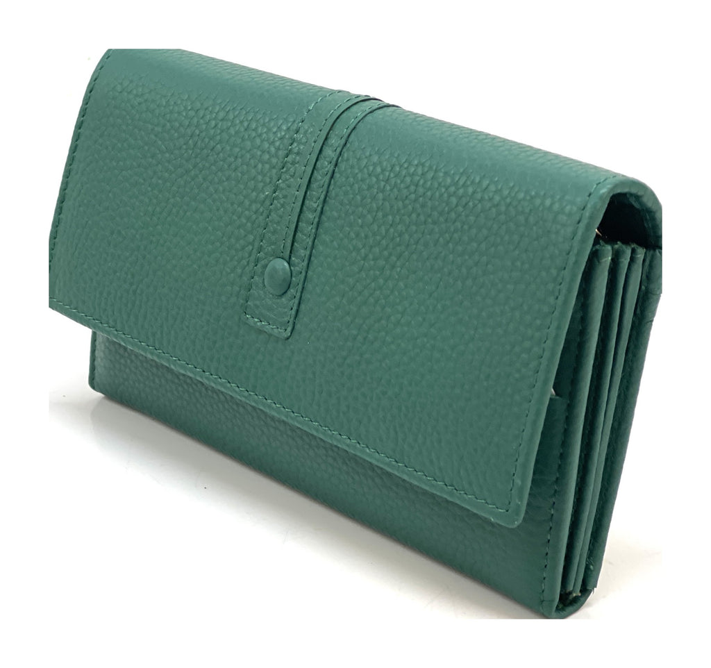 HE346 Peacock Green Long Flap Wallet