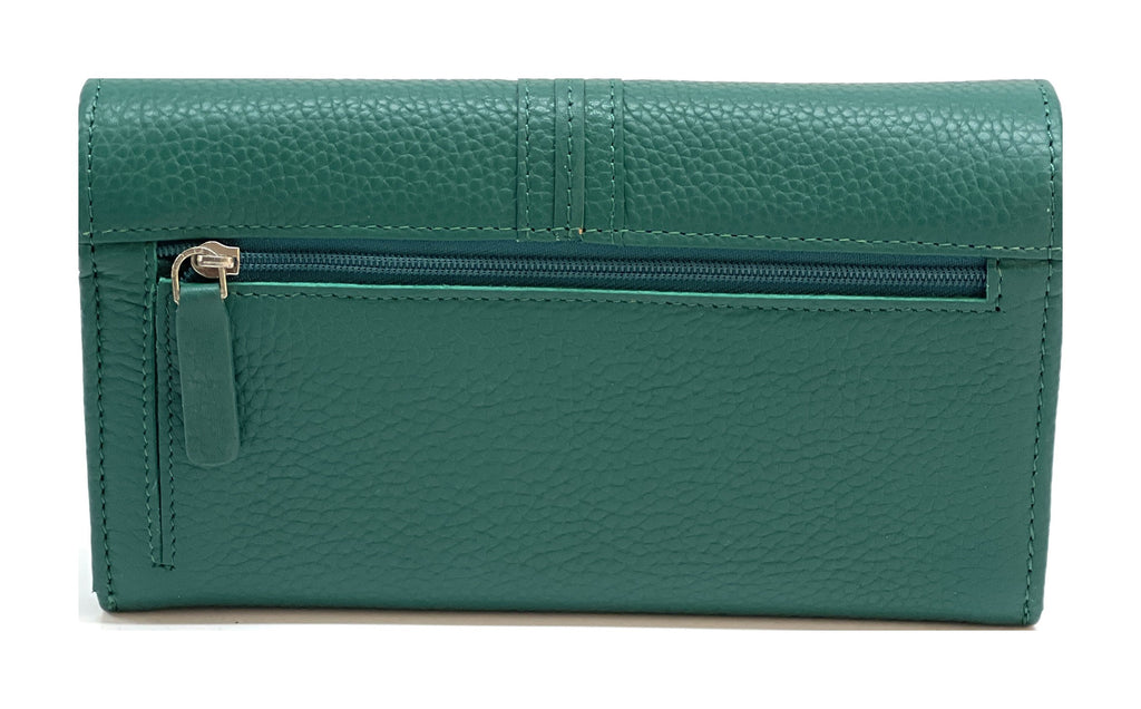HE346 Peacock Green Long Flap Wallet