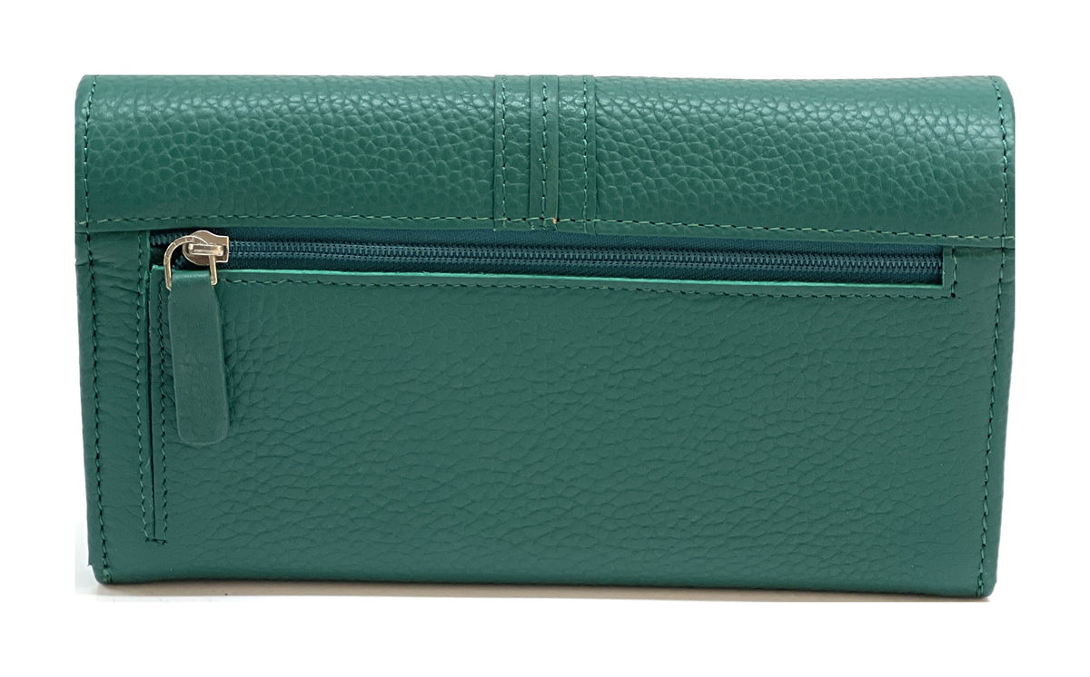HE346 Peacock Green Long Flap Wallet