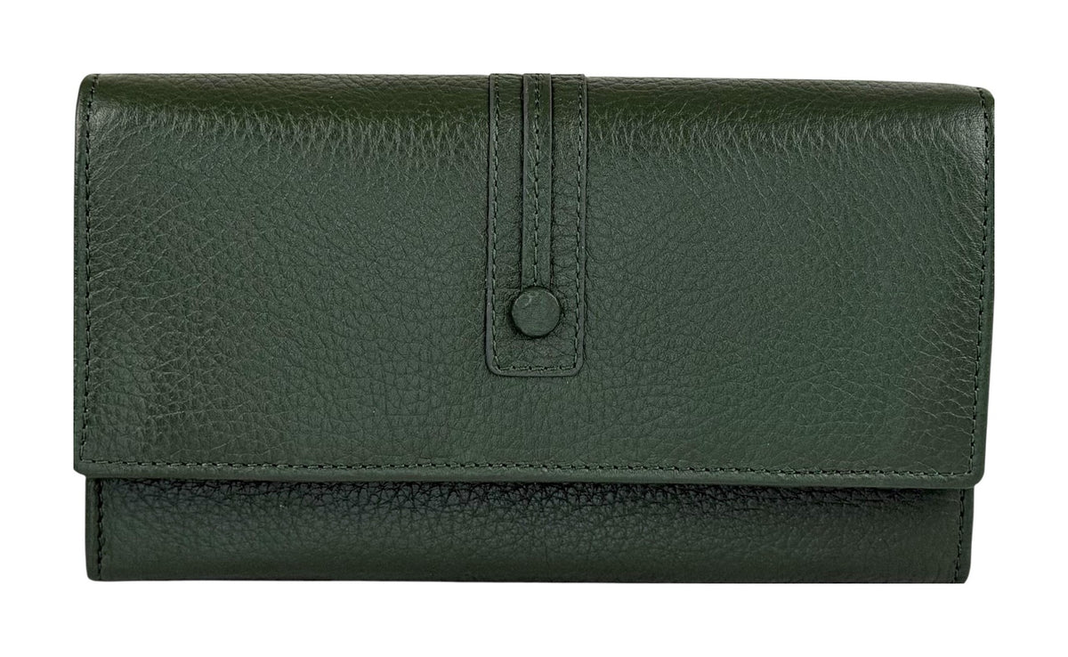 HE347 Forest Green Long Flap Wallet