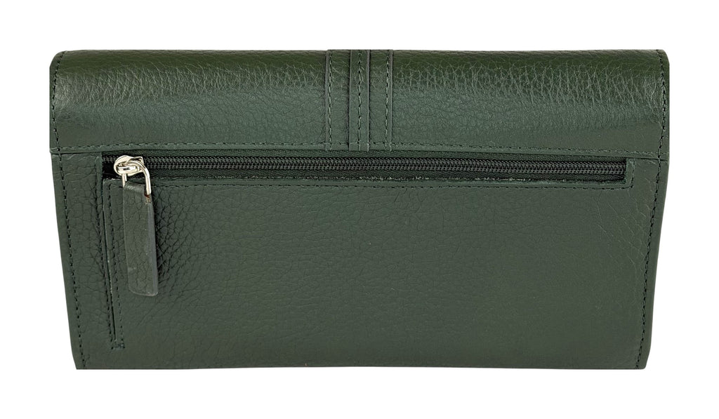 HE347 Forest Green Long Flap Wallet