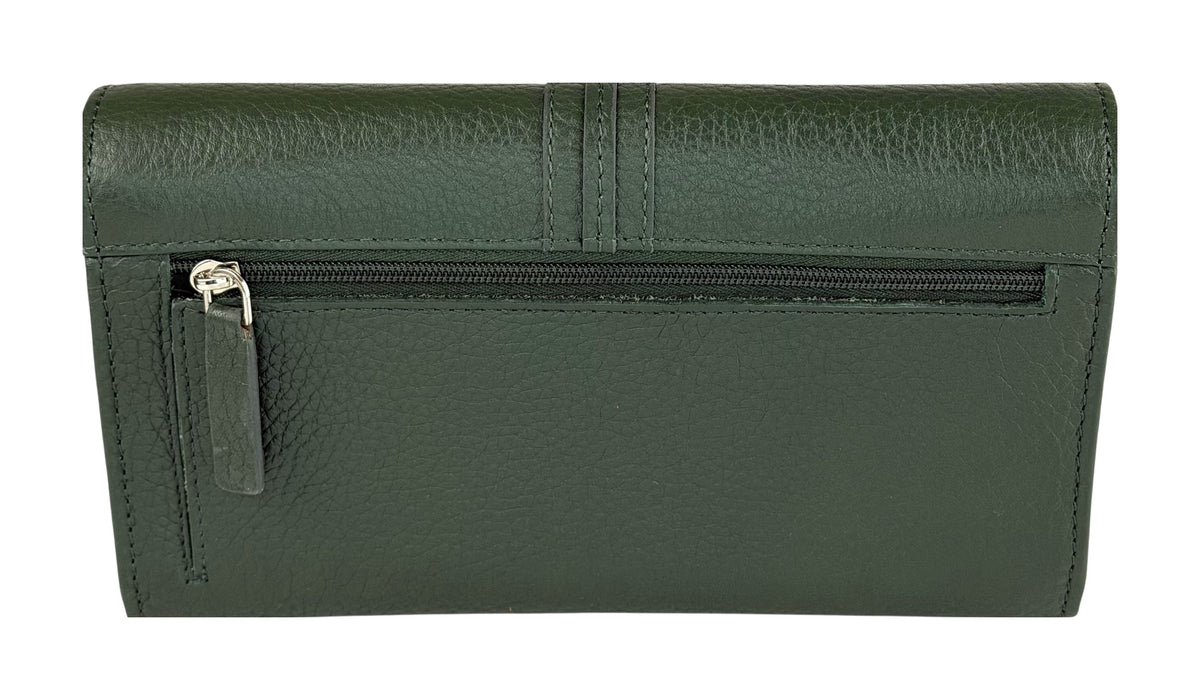 HE347 Forest Green Long Flap Wallet
