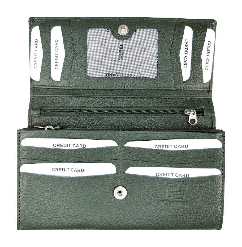 HE347 Forest Green Long Flap Wallet