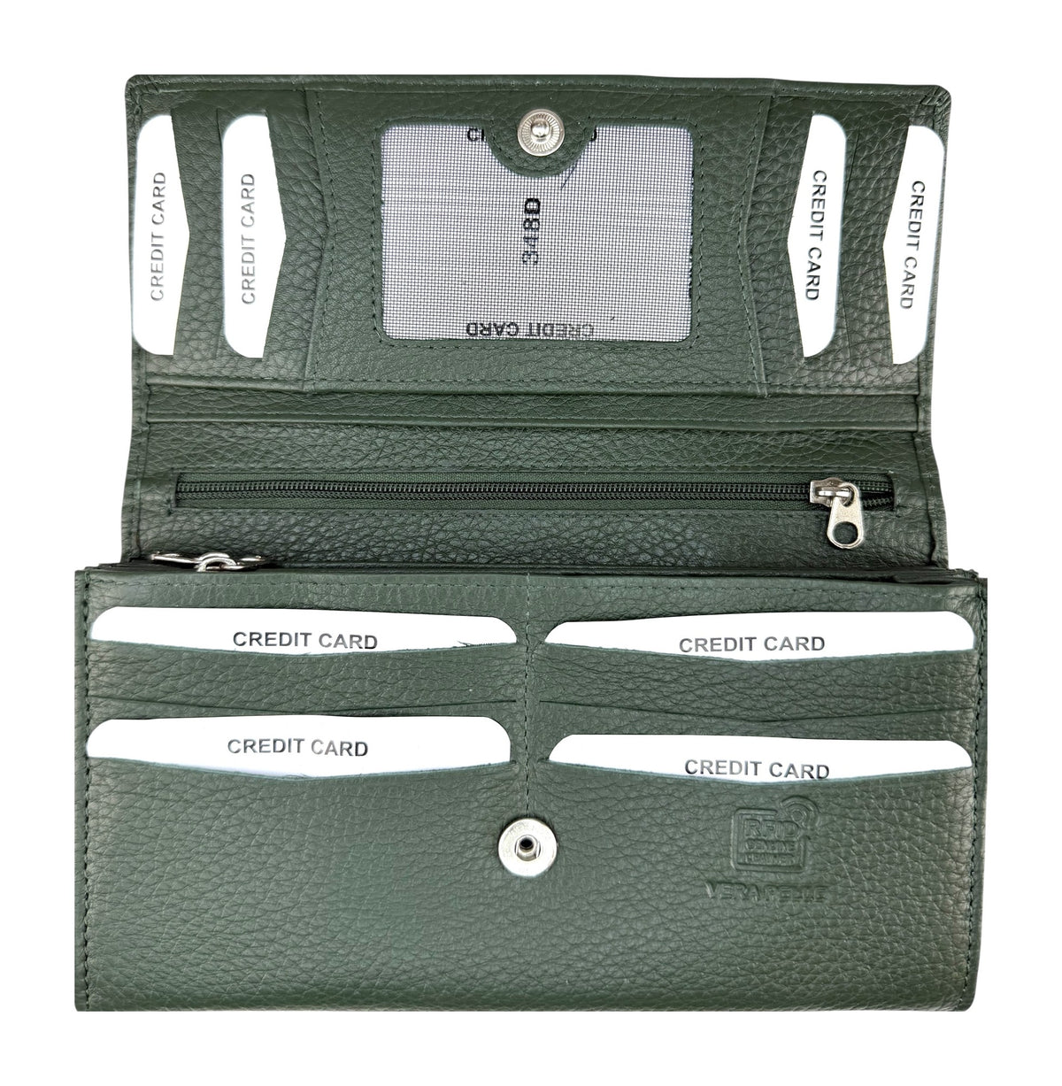 HE347 Forest Green Long Flap Wallet