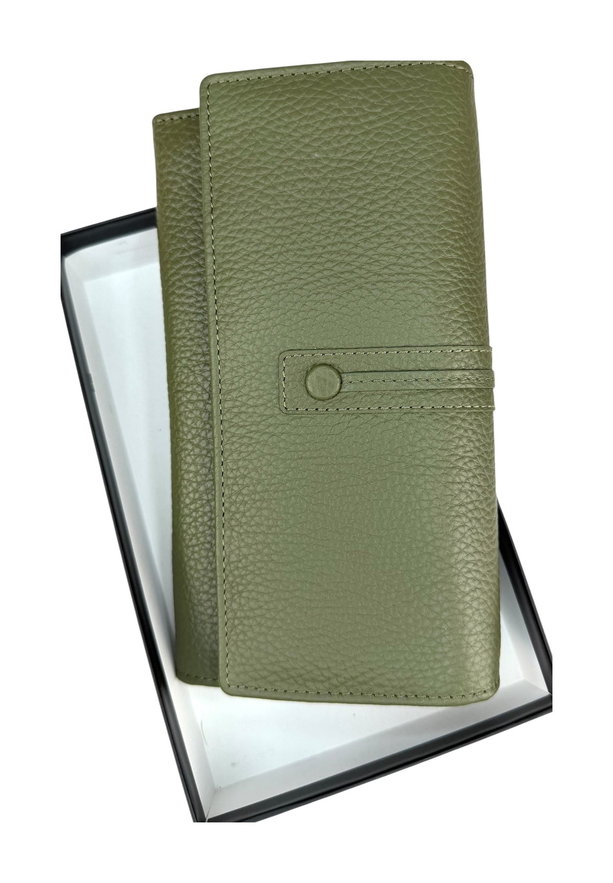 HE348 Olive Green Long Flap Wallet