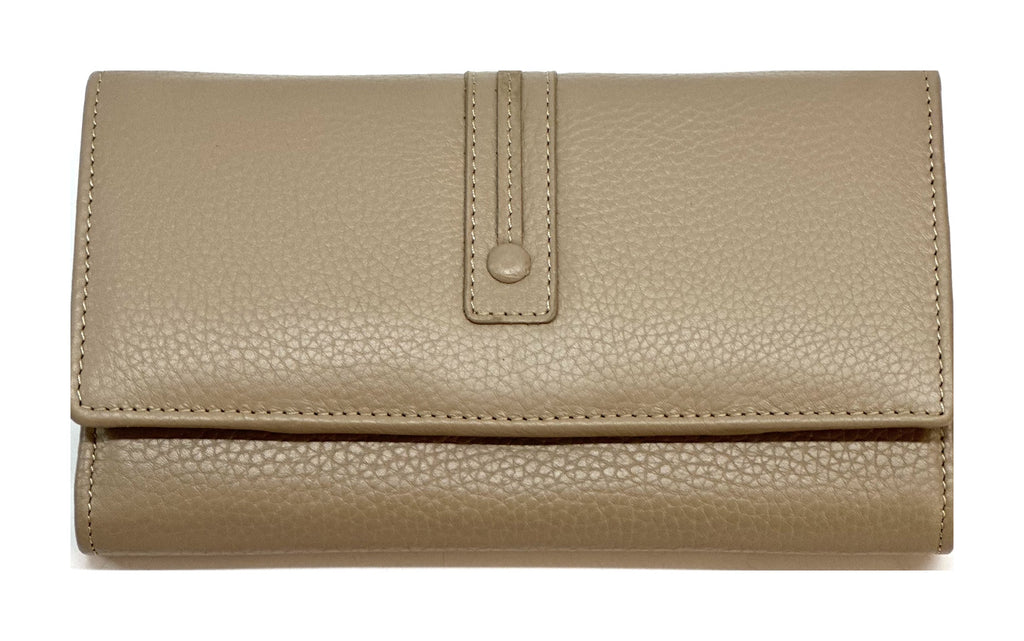 HE349 Taupe Long Flap Wallet