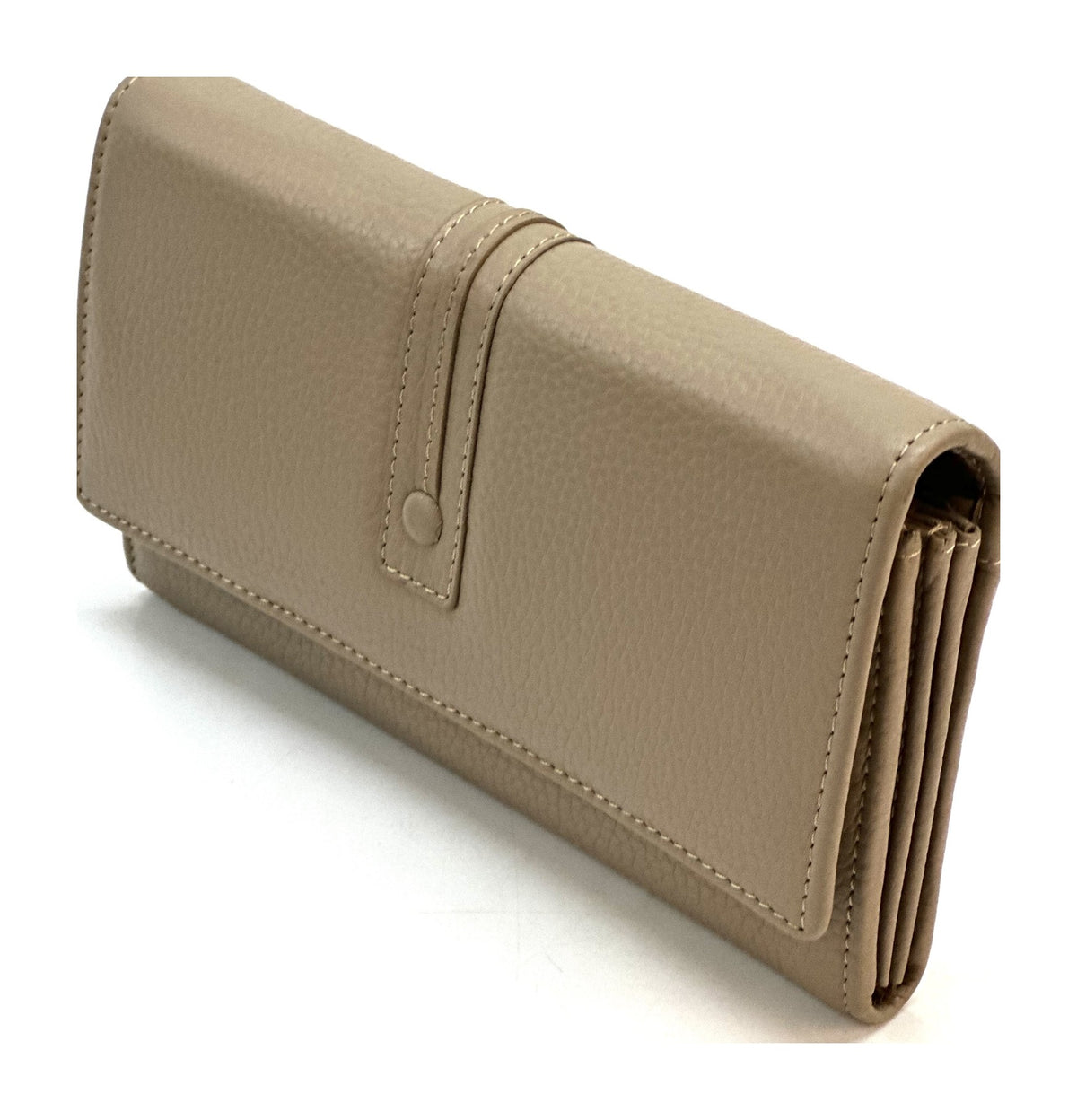 HE349 Taupe Long Flap Wallet