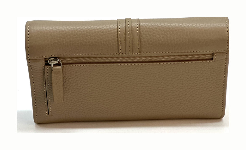 HE349 Taupe Long Flap Wallet