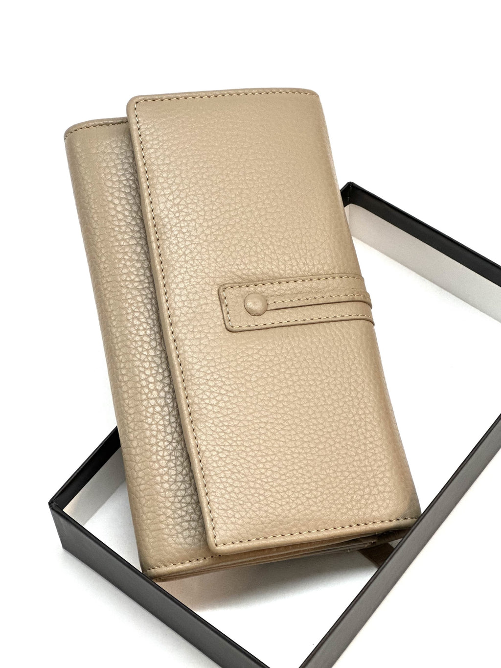 HE349 Taupe Long Flap Wallet