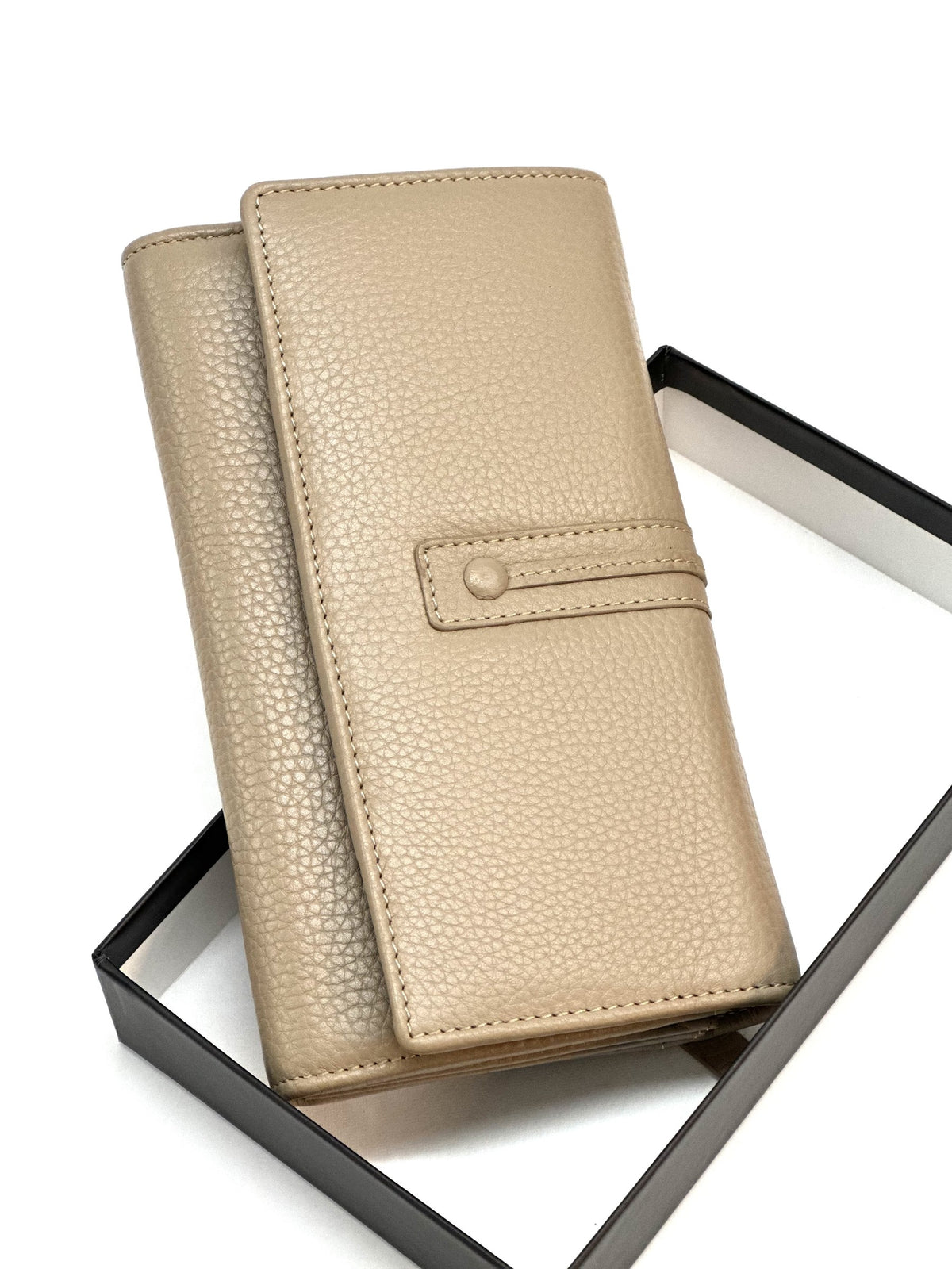 HE349 Taupe Long Flap Wallet