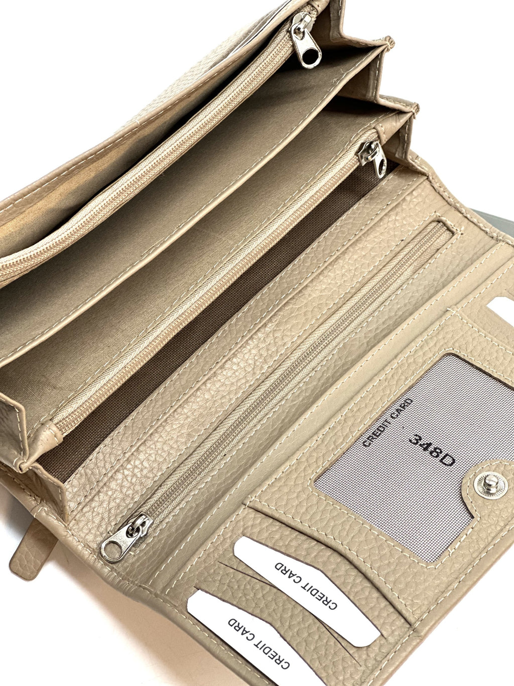 HE349 Taupe Long Flap Wallet