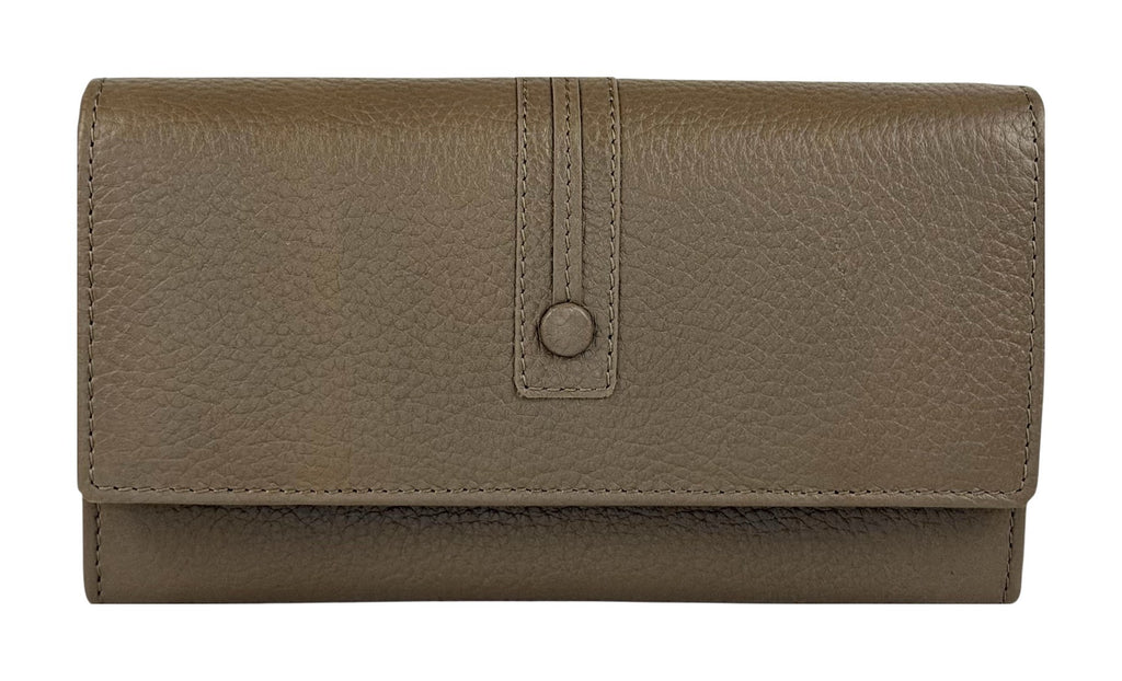 HE350 Dark Taupe Long Flap Wallet