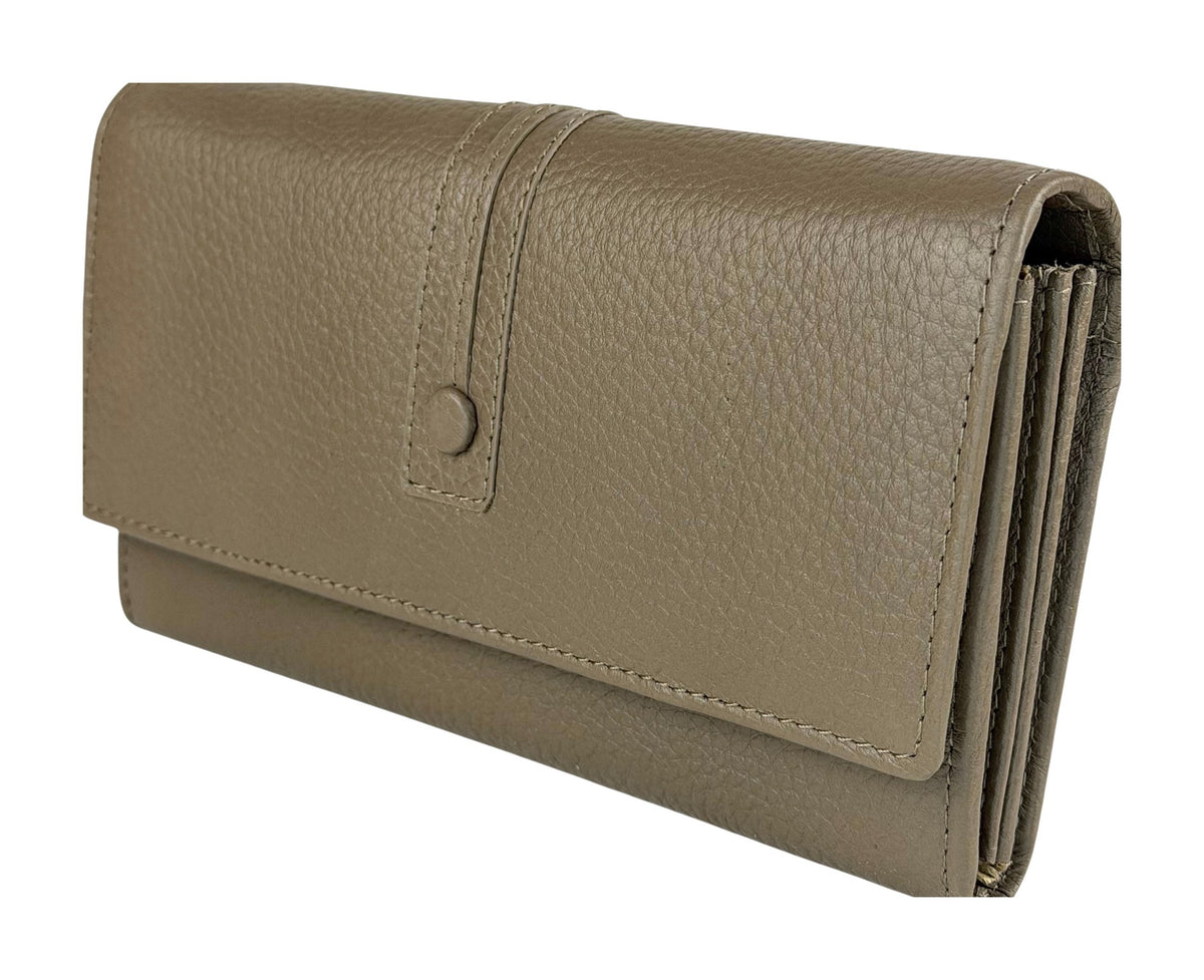 HE350 Dark Taupe Long Flap Wallet