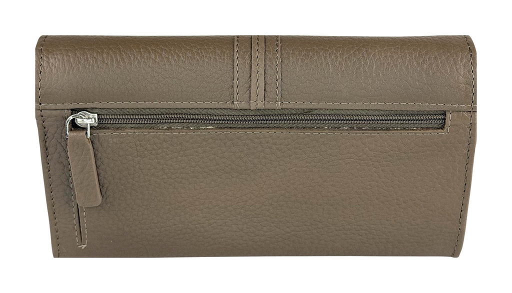 HE350 Dark Taupe Long Flap Wallet