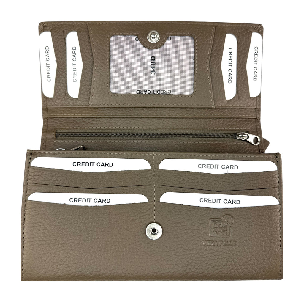 HE350 Dark Taupe Long Flap Wallet