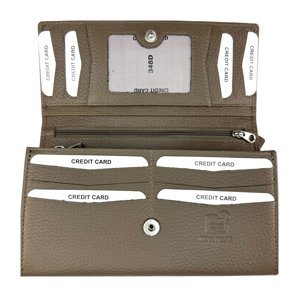 HE350 Dark Taupe Long Flap Wallet