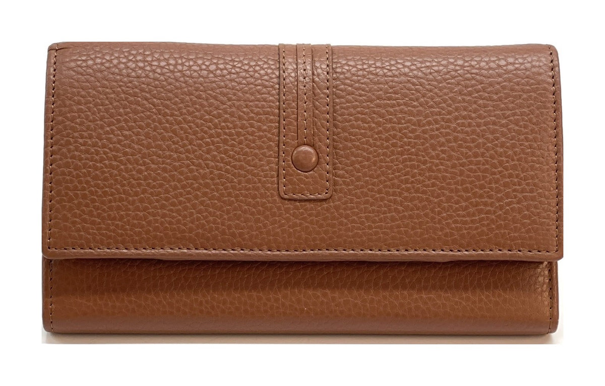 HE351 Cognac Long Flap Wallet