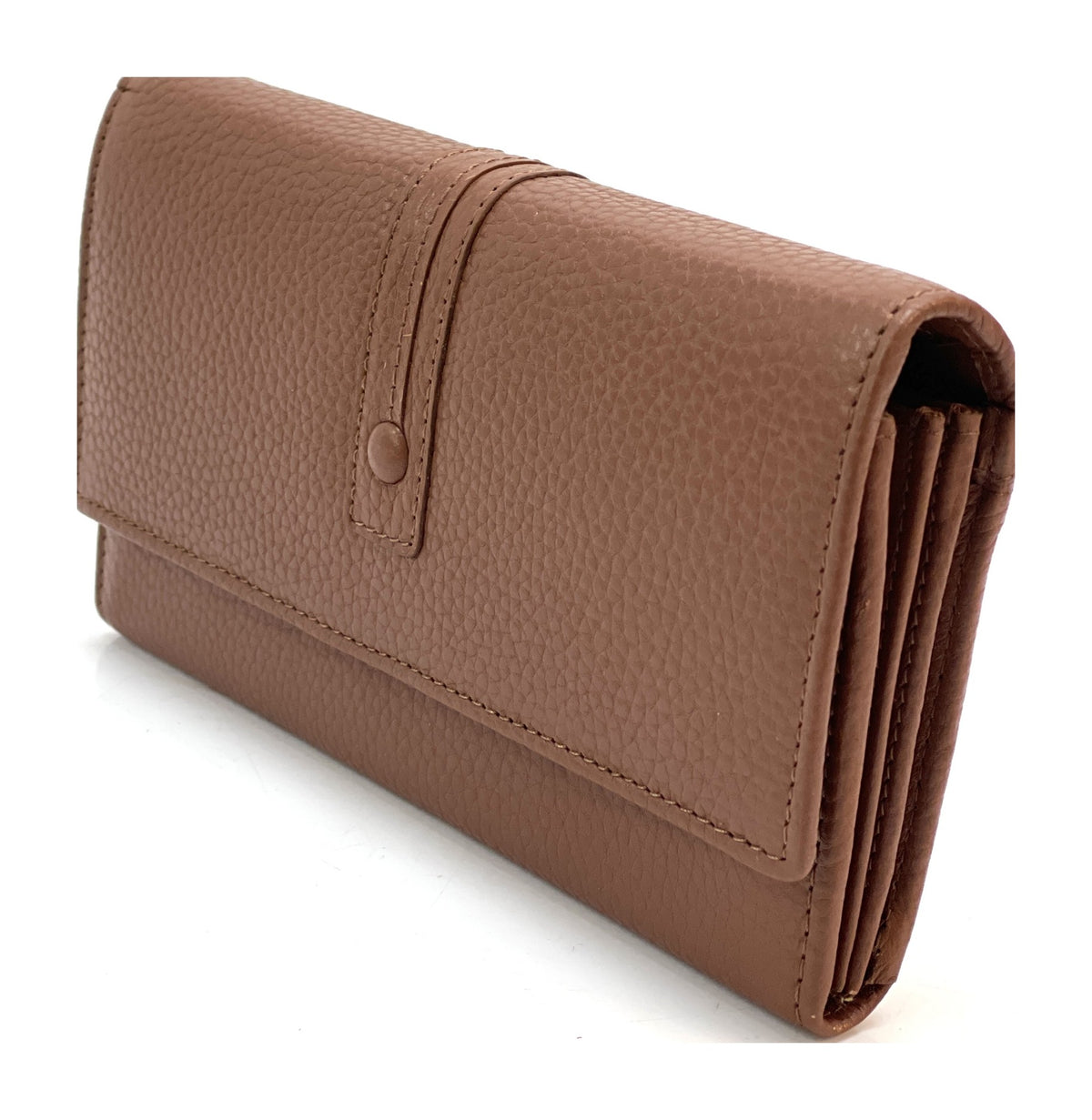 HE351 Cognac Long Flap Wallet