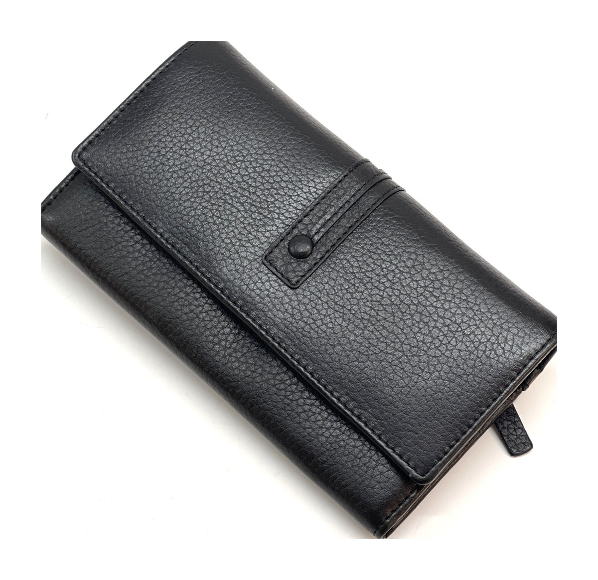 HE352 Black Long Flap Wallet