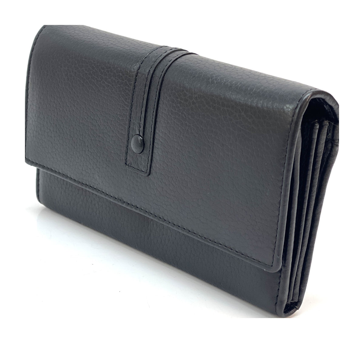 HE352 Black Long Flap Wallet