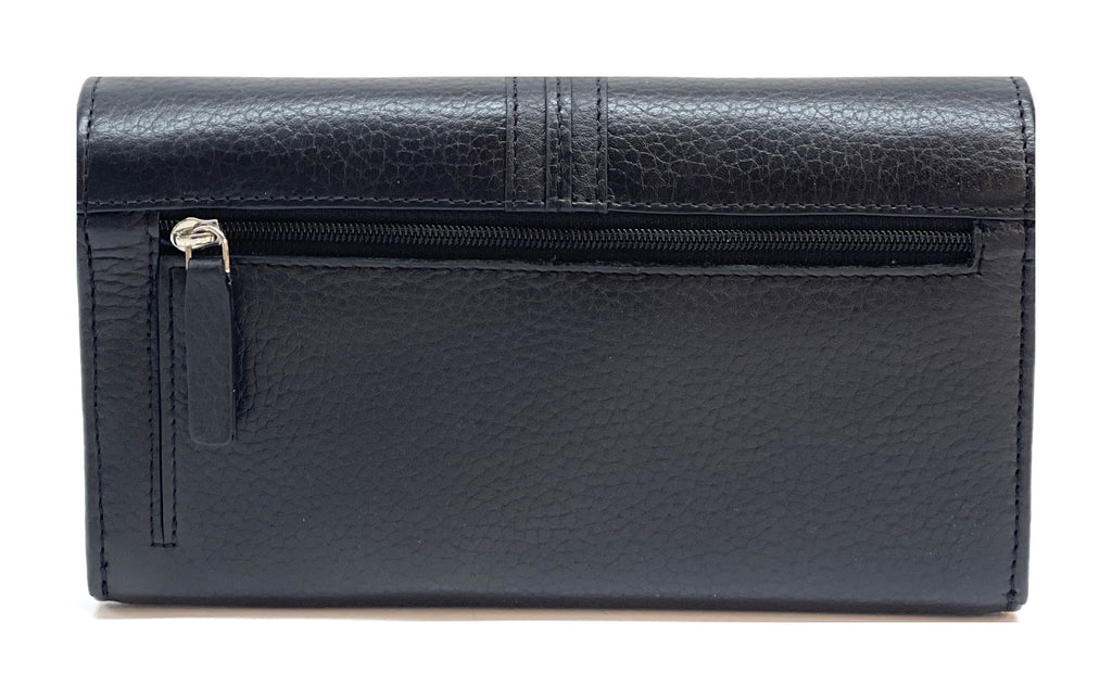 HE352 Black Long Flap Wallet