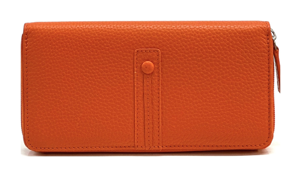 HE362 Orange Strap Zip Around Wallet