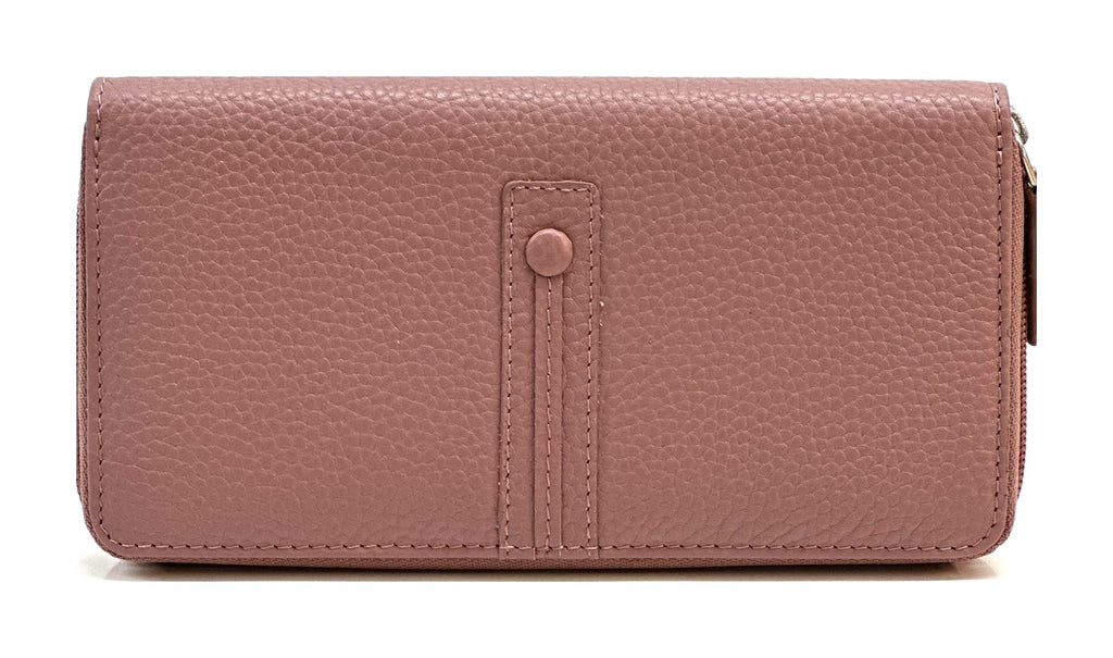 HE365 Dusty Rose Strap Zip Around Wallet
