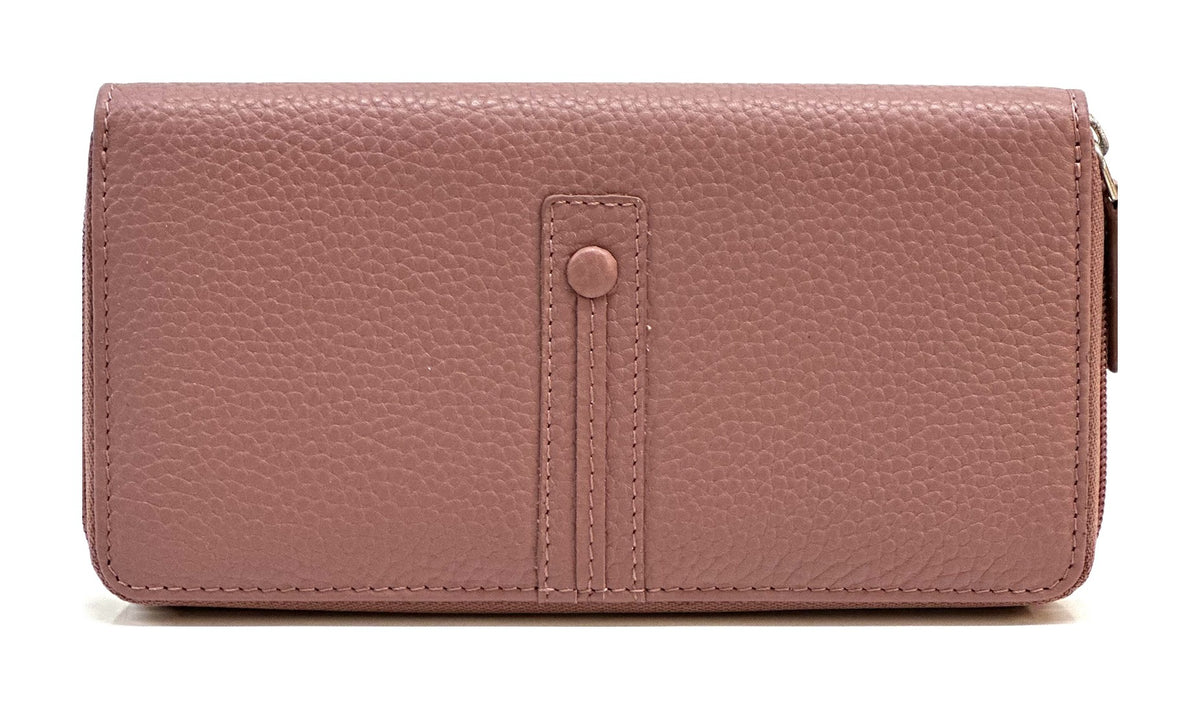 HE365 Dusty Rose Strap Zip Around Wallet