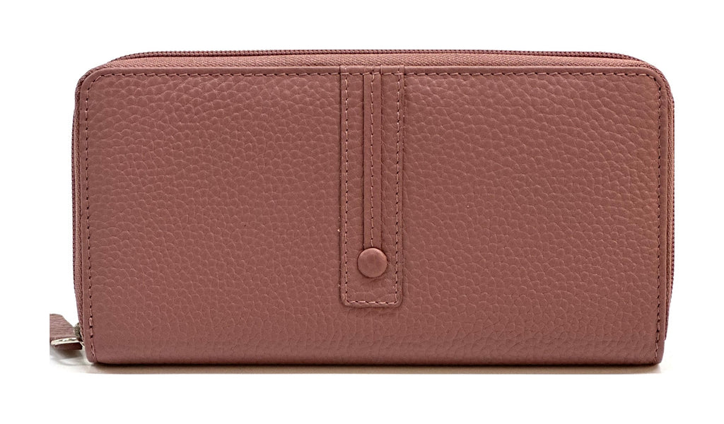 HE365 Dusty Rose Strap Zip Around Wallet