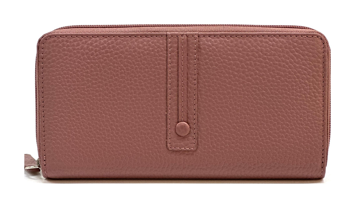 HE365 Dusty Rose Strap Zip Around Wallet