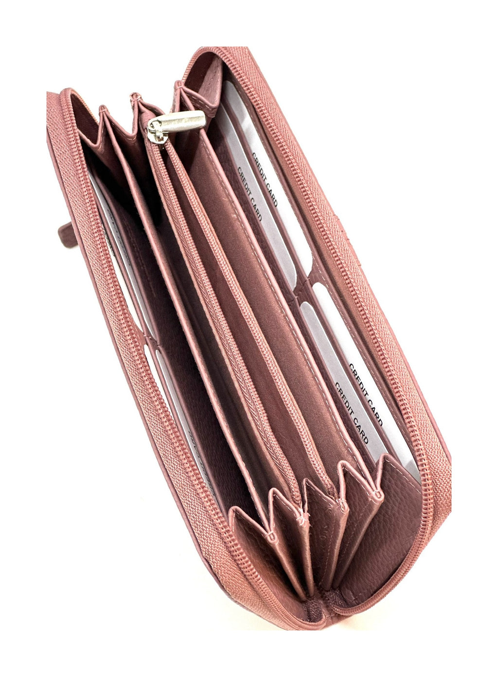 HE365 Dusty Rose Strap Zip Around Wallet