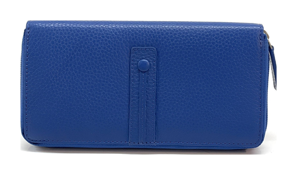 HE367 Royal Blue Strap Zip Around Wallet