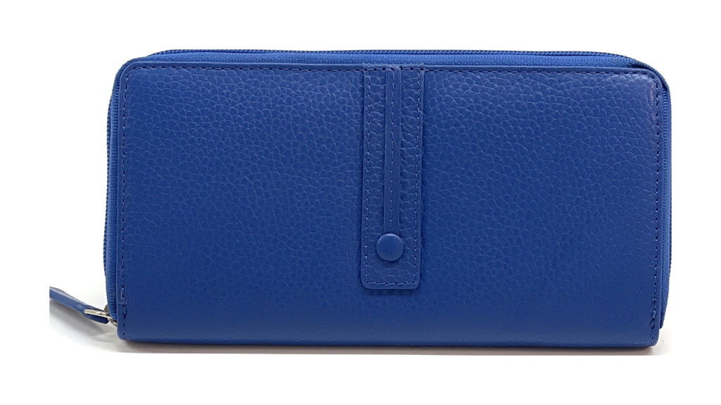HE367 Royal Blue Strap Zip Around Wallet