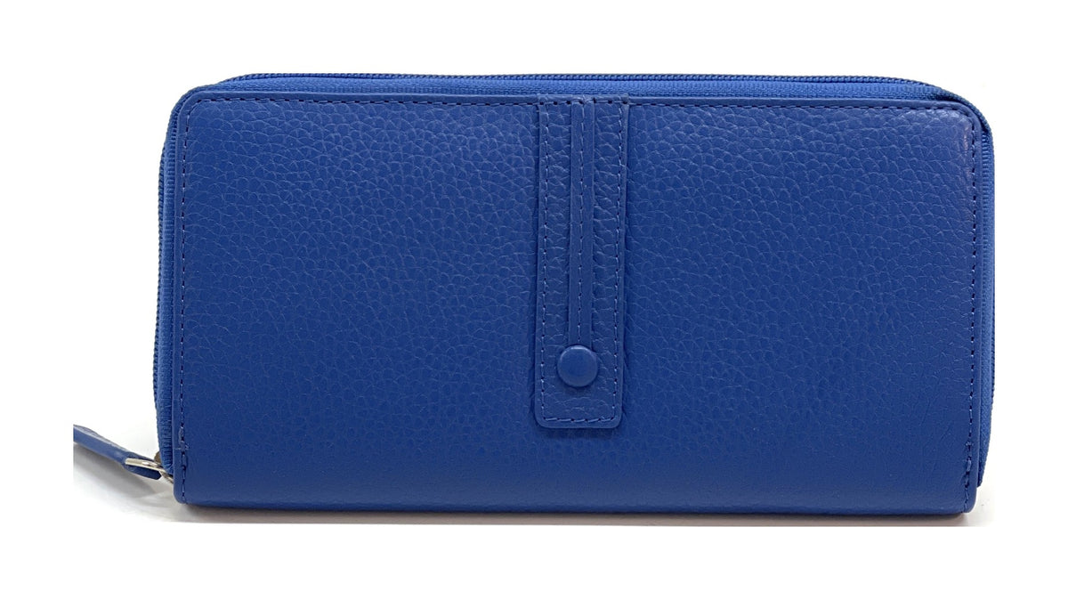 HE367 Royal Blue Strap Zip Around Wallet