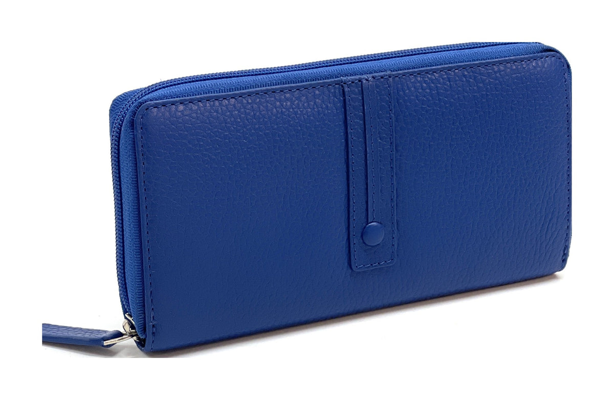 HE367 Royal Blue Strap Zip Around Wallet