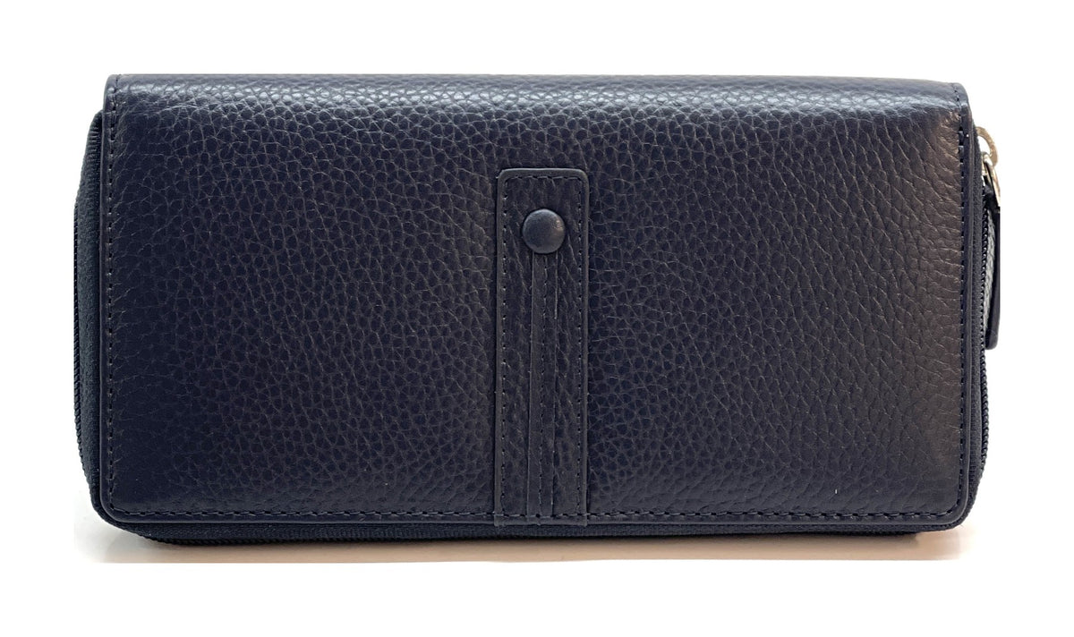 HE368 Navy Strap Zip Around Wallet