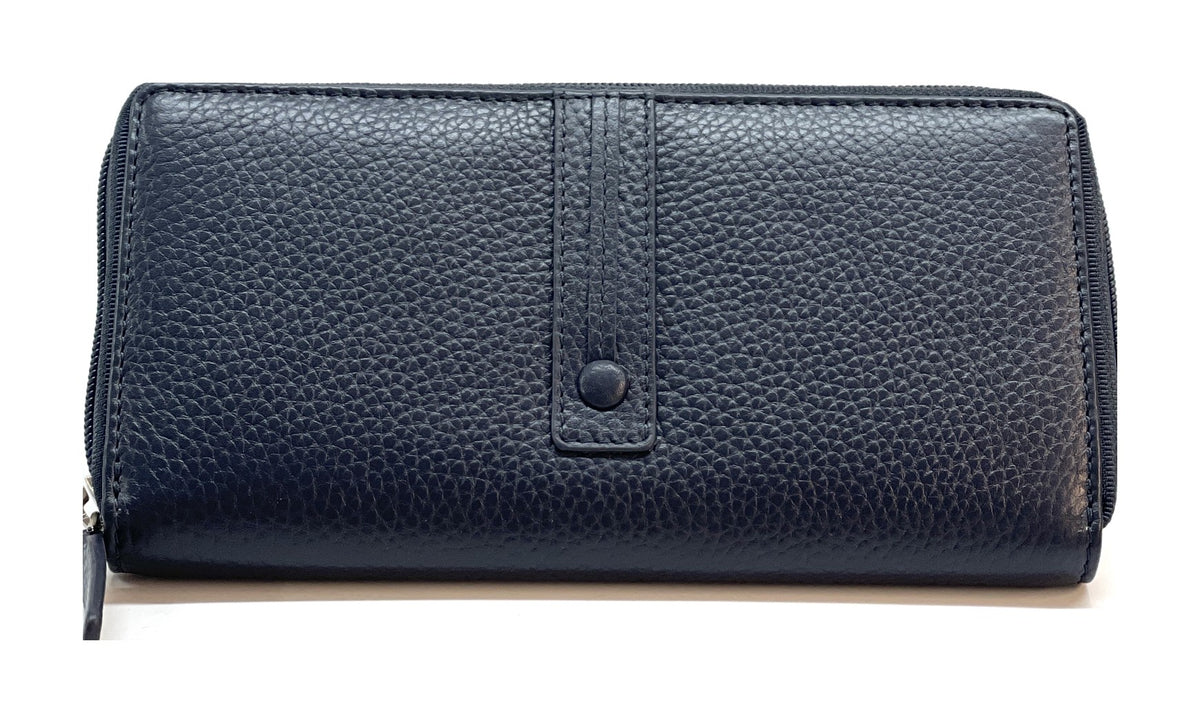 HE368 Navy Strap Zip Around Wallet