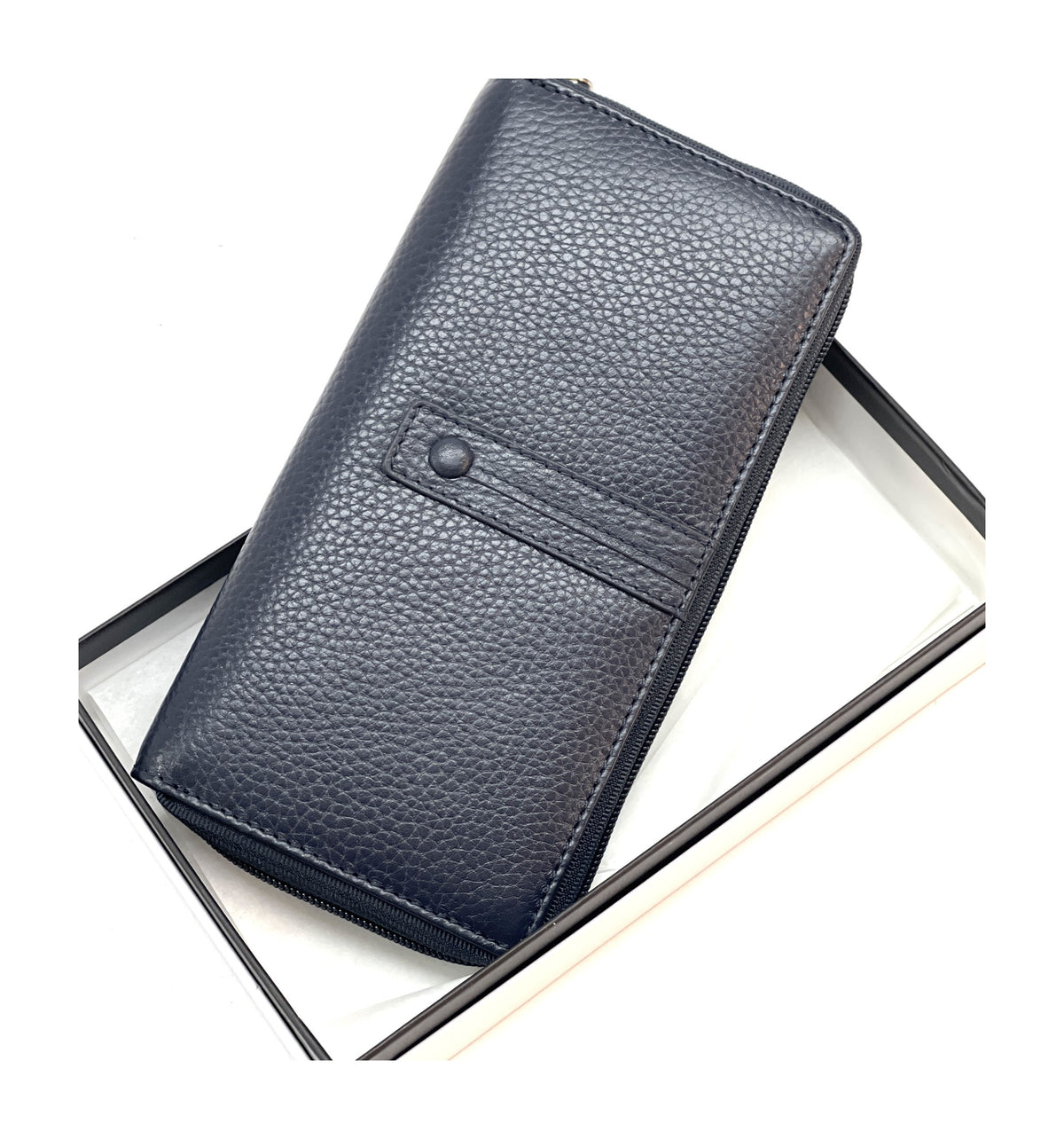 HE368 Navy Strap Zip Around Wallet