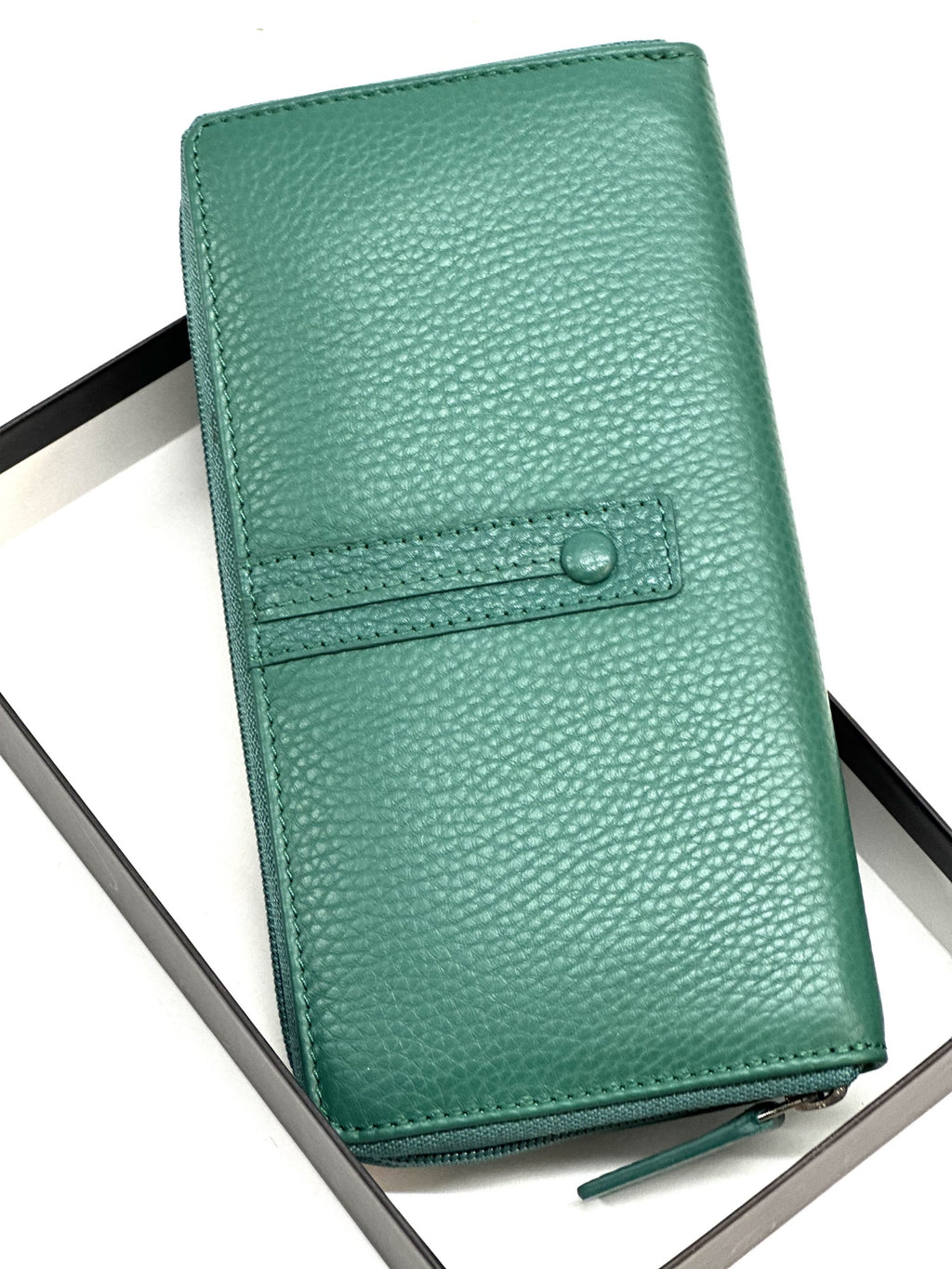 HE369 Peacock Green Strap Zip Around Wallet