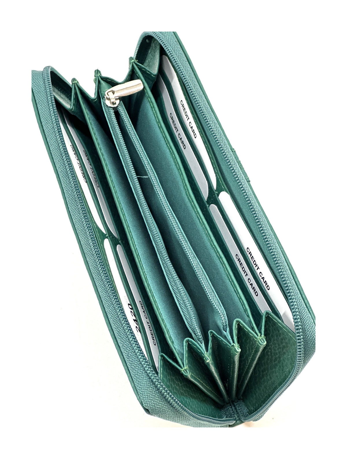 HE369 Peacock Green Strap Zip Around Wallet