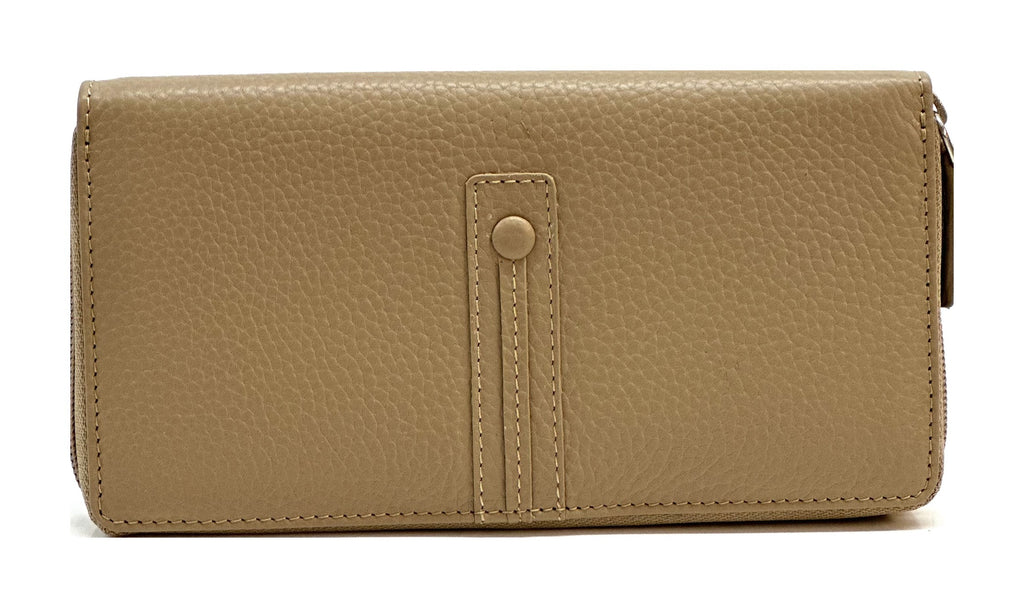 HE370 Taupe Strap Zip Around Wallet