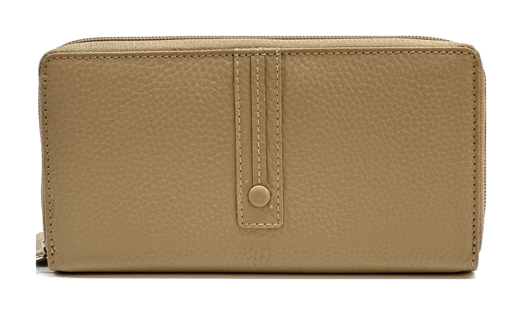 HE370 Taupe Strap Zip Around Wallet