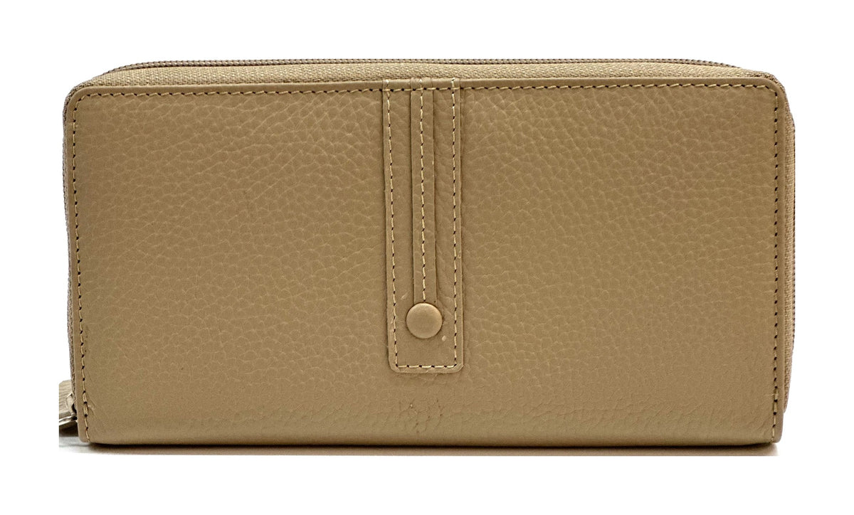 HE370 Taupe Strap Zip Around Wallet