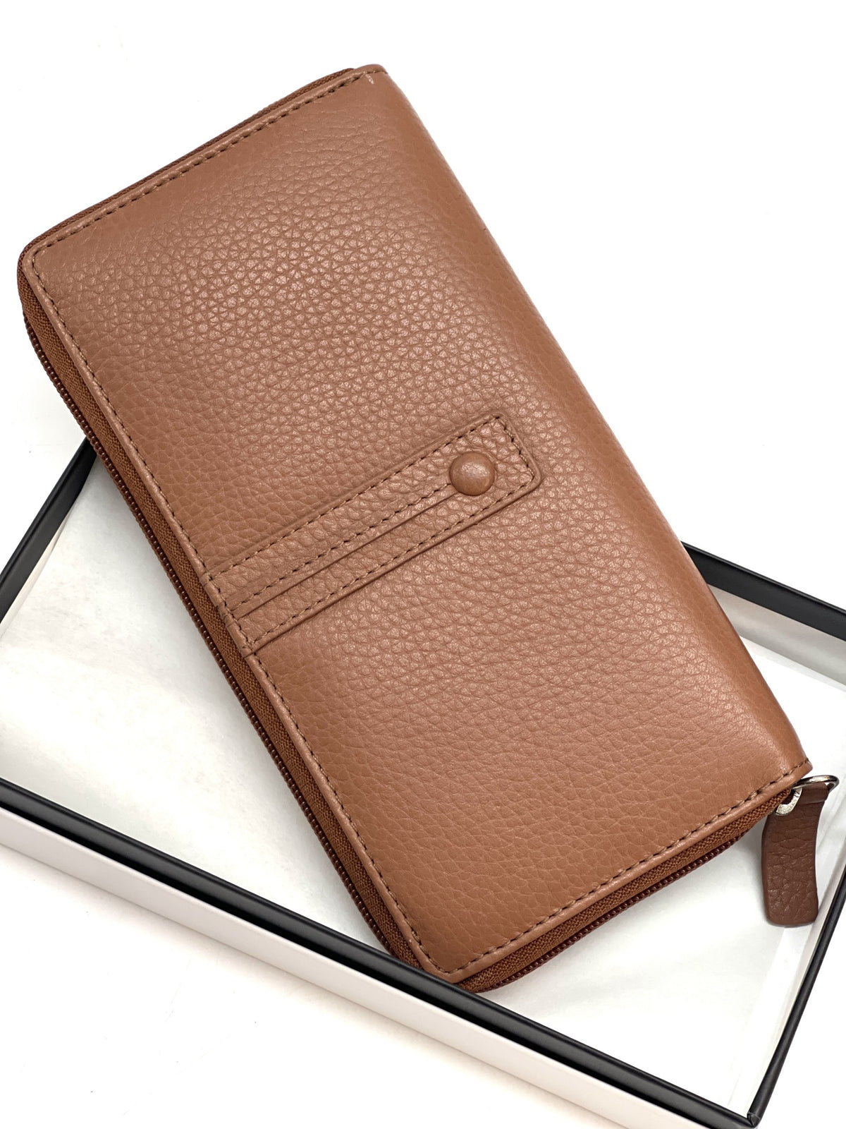 HE371 Cognac Strap Zip Around Wallet