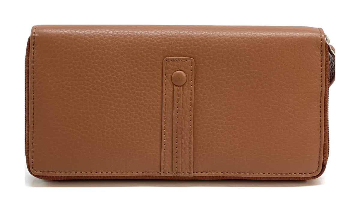HE371 Cognac Strap Zip Around Wallet