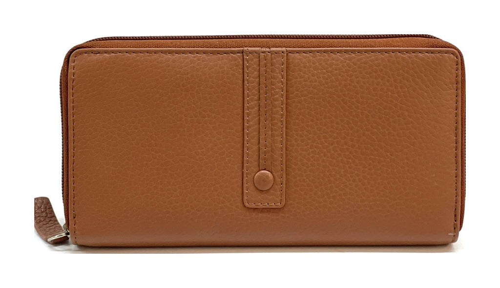 HE371 Cognac Strap Zip Around Wallet