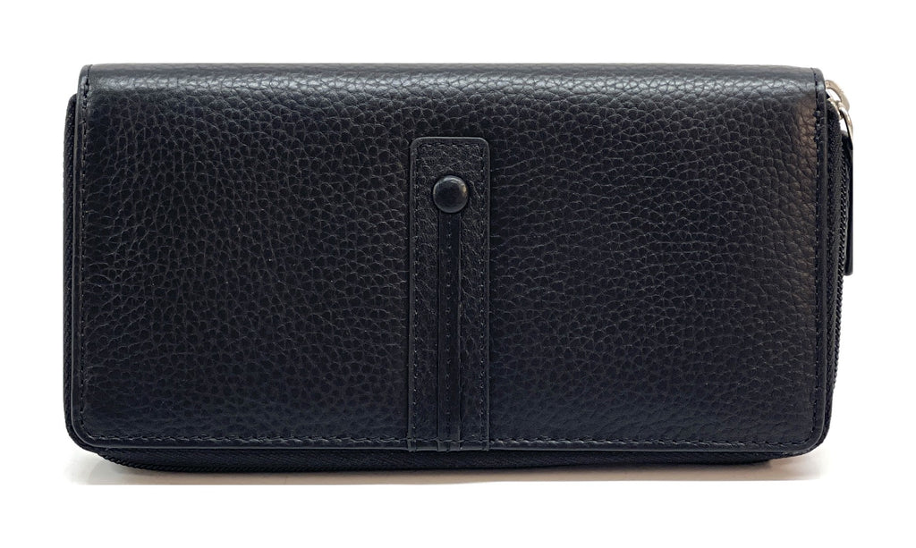 HE372 Black Strap Zip Around Wallet